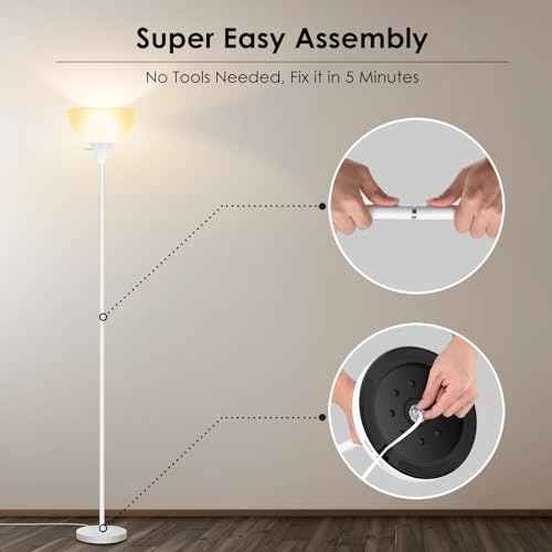 BoostArea Floor Lamp, 70.1¡± Tall Lamp, LED White Floor Lamp, E26 Base, Eye-Caring, Modern Torchiere Floor Lamps for Living Room, Bedroom, Office£¨Bulbs not Included