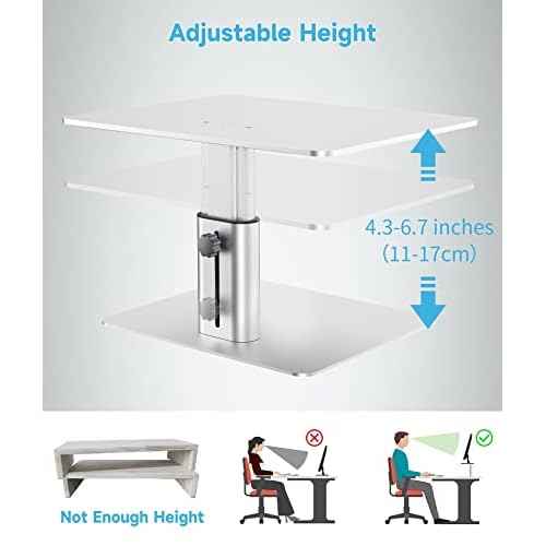 BoYata Monitor Riser Stand, Adjustable Height Metal Desktop Stand Storage Organizer Compatible with TV, PC, Laptop, Computer, iMac, and All Screen Display-Silver