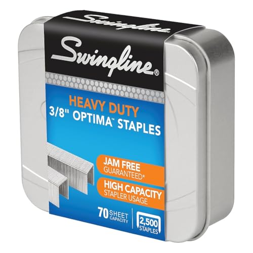 Swingline High Capacity Staples 3/8" Length, 125/Strip, 2500/Box, Jam-Free, Optima