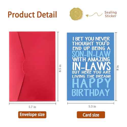 Funny Son-in-Law Birthday Card from Awesome In-Laws ? Humorous and Sarcastic Greeting for Son-in-Law Living the Dream ? Happy Birthday Card for Him