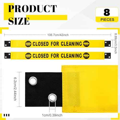 Barydat 8 Pcs Restroom Closed for Cleaning Sign with Magnetic Ends Nylon Bathroom Do Not Enter Magnetic Signs with Suction Cup Hanger Banner for Door