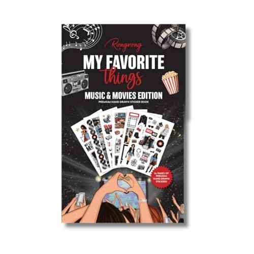 Rongrong My Favorite Things Planner Sticker Book ? Stickers for Planners, Journals & Scrapbooks ? 24 Pages ? Inspired by Music Lovers & Movie Night Vibes