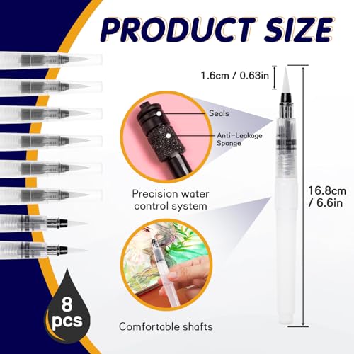 Pencil Style Envelope Sealer Moistener - Set of 8, Letter Sealer Envelope & Stamp Moisteners with Nylon Brush Head Mailing Moistener Wetter Roller for Office or Classroom Use