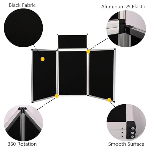 Black 3+1 Panel Trade Show Presentation Board Folding Display with Storage Bag