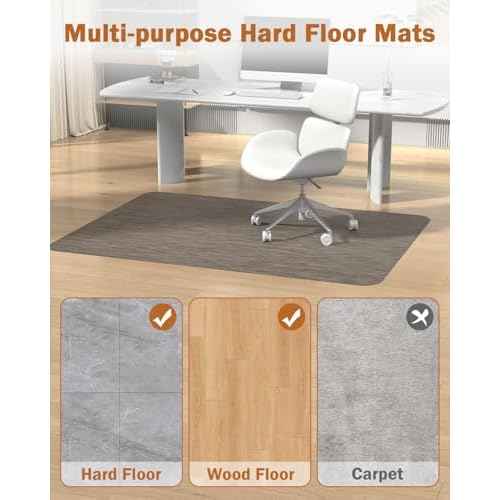 Blvornl Office Chair Mat for Hardwood Floor, 35.4"*47.2" Desk Computer Chair Mat for Hard Wood, Large Anti-Slip Hard Floor Protector Rolling Chair Mat, PVC Mat Desk Rug for Office and Dark Brown