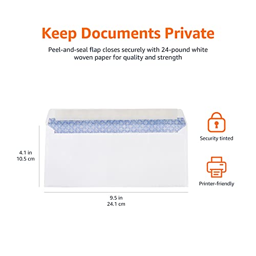 Amazon Basics Security-Tinted Self-Seal Business Envelopes 500-Pack White