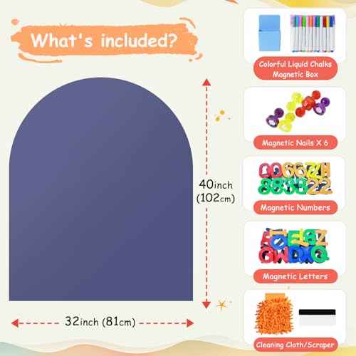 Arch Magnetic Wall Decal for Kids 40x32 Inches Magnetic Chalk Board Sticker Magnet Chalkboard for Wall Peel and Stick Self Adhesive Blackboard Multifunctional for Playroom Home Office School