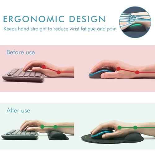 Ergonomic Mouse Pad with Wrist Rest Premium Memory Foam Keyboard and Mouse Wrist Rest Pads Set- for Comfortable Typing &Wrist Pain Relief (Pack of 4)