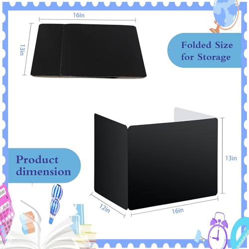 EARTHSON 24 Pcs Privacy Folders - Black Three-Fold Privacy Dividers for Classroom, Desk Shields