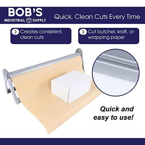 BISupply Butcher and Wrapping Paper Cutter Dispenser - 24in Craft Paper Roll Holder Stand and Cutter for Kitchen Storage