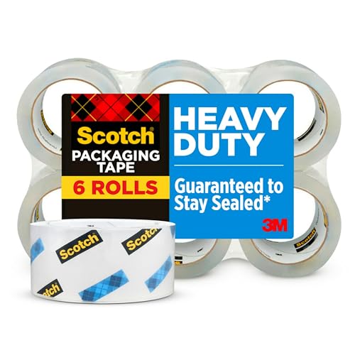 Scotch Heavy Duty Shipping Packing Tape - 6 Rolls, Clear, 1.88x54.6 yd