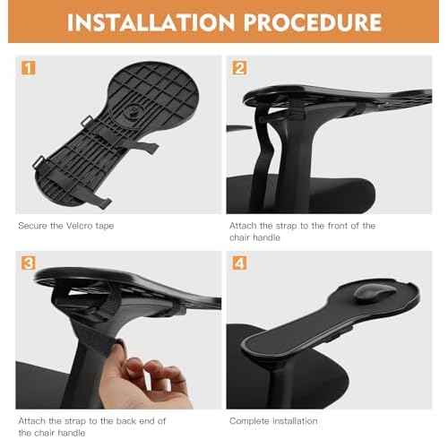Ergonomic armrest Mouse pad for Chair, Chair arm Mousepad Mouse Tray, Attaches to Chair with Straps,Black
