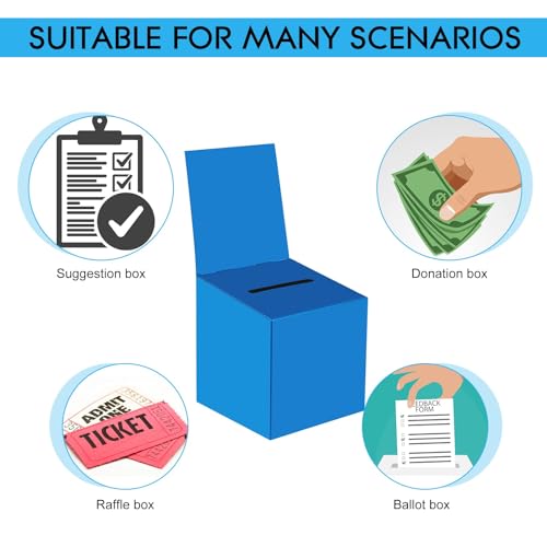 Blue 24 Pack Raffle Boxes with Slot - 6x6x6 Inch Cardboard Suggestion & Voting Box