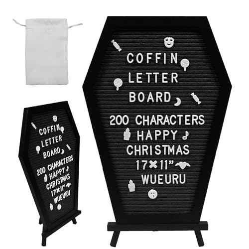 Coffin Letter Board, Christmas Letter Board Shapes Goth Decor, Coffin Pin Board Spooky Gifts Decorations for Table and Wall,Creepy Gothic Coffin Decor Massage Board,Coffin Letter Board