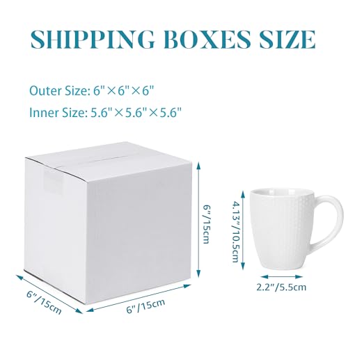 SPEPLA 6x6x6 Inches Small Shipping Boxes Set of 6 - White Corrugated Cardboard