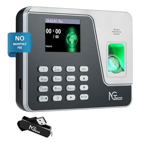 NGTeco Standalone Time Clock, Fingerprint & PIN Time Clocks for Employees Small Business Without WiFi & Software, Clock in and Out Machine for Employees, No Monthly Fee