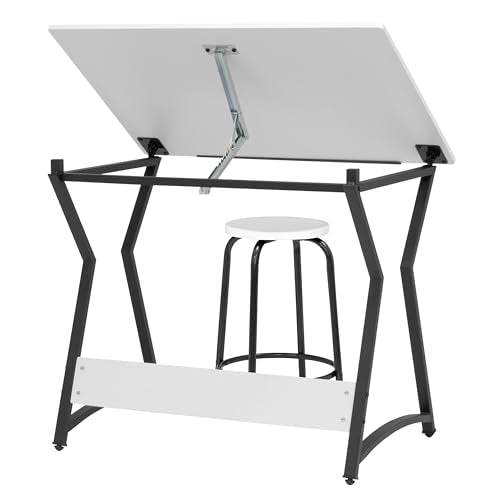 SD STUDIO DESIGNS Hourglass Craft Table Angle Adjustable Drafting Table, Table+Stool