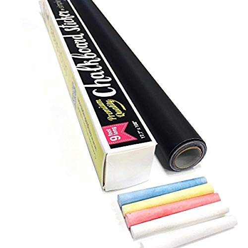 Extra Large Peel and Stick Chalkboard Paper 9 Feet Roll with 5 Chalks - 108x17.7 Inches by Simple Shapes