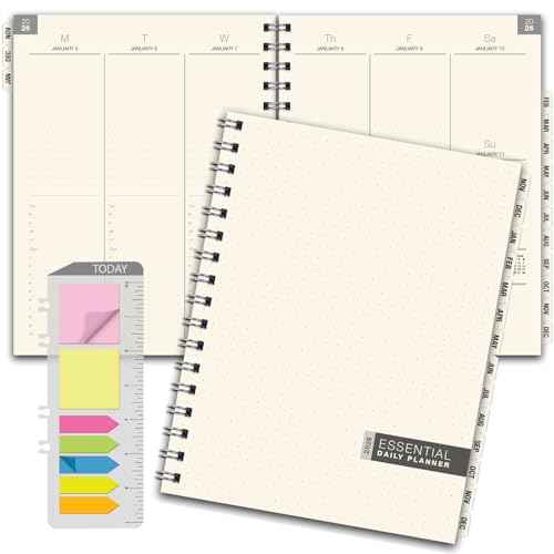 ESSENTIAL 2026 Monthly & Weekly Planner with Tabs, 8.5"x11": 14 Months (November 2025 - December 2026), Professional, Simple, Easy-to-Use Design and Frosted Poly Cover for Extra Protection (Frosted)