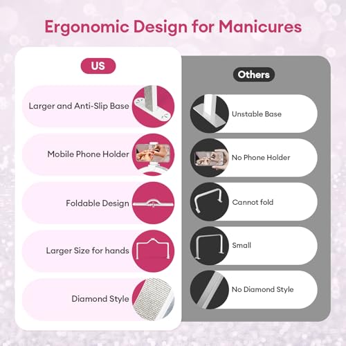 Arch Half Moon Light: Professional 34 inch 420 LED Beads - Nail Lamp for Desk Adjustable Brightness 3 Color Temperature - Foldable Nail Tech Light for Manicure Crafting