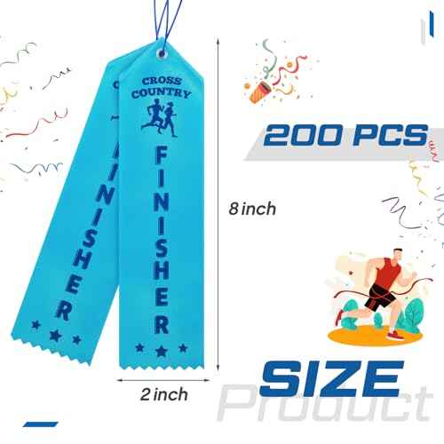Preboun Award Ribbons Cross Country Finisher Ribbons with Event Card and Rope Field Day for Competition Sports School Contests Team Prizes Office, Blue