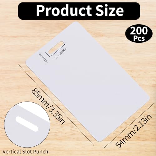 WAYASDCU 200PCS Blank Badge Cards with Slot Punch CR80 30Mil, PVC ID Cards for Business Office