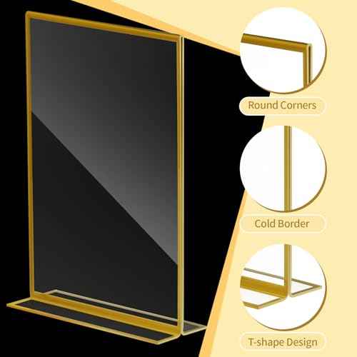 30 Pcs Gold Acrylic Sign Holder 5 x 7 Inch, Gold Picture Frames Double Sided Clear Wedding Table Number Holders for Wedding Restaurant Office Home Store Numbers Signs ? (5 x 7 inch)