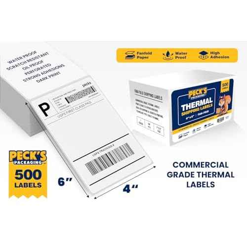 500 Fanfold 4x6 Direct Thermal Shipping Labels Waterproof Jam-Free Commercial Grade Permanent Adhesive Compatible with Zebra Rollo Munbyn and Most Label Printers White Perforated ? Peck's Packaging