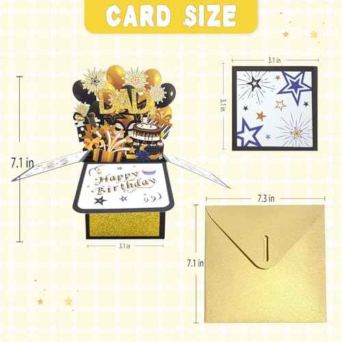 Asmallgf Cool Mens Birthday Gifts for Dad, Happy Daddy Birthday 3D Card from Daughter Son, Funny 40th 50th 60th 70th 80th Birthday Decorations for Father