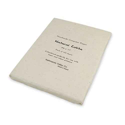 Handmade Lokta Vintage 8.5x11" Printer Paper for Laser and Inkjet Printing (100 Sheets, Natural)