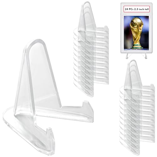 24 Pack Acrylic Trading Card Stands - 2.3 Inch Tall Display Holders