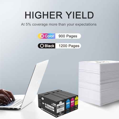 1200XL Ink Cartridge Replacement for Canon PGI-1200XL 1200 XL PGI 1200XL use with MB2720 MB2020 MB2320 MB2120 Printers (BK/C/M/Y)