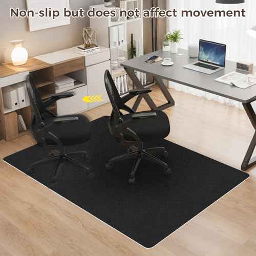 Office Chair Mat for Hardwood Floor, 48" x 60" Desk Computer Chair Mat, Under Desk Rug, Large Anti-Slip Hard Floor Protector for Office Home, Black
