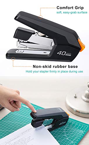 Leven Effortless Desktop Stapler 40 Sheet Capacity, One Finger Operation, Jam-Free Technology - Includes 40 Sheets Variation
