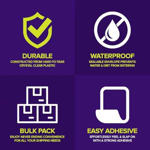 Packing List Enclosed Envelopes ? 6.5" x 10" Short Side Opening ? Self-Adhesive Poly Sleeves ? Clear & Printed Options ? Multiple Pack Sizes (No Print - Clear, 500)