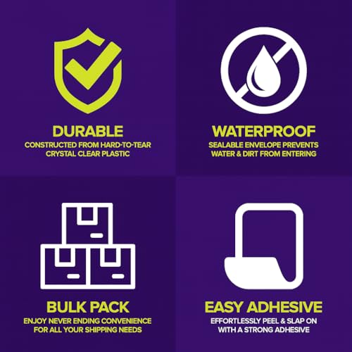 Gigantic Bag 6.5x10 Inch Envelopes No Print Clear Self-Adhesive Packing List Envelopes, 500 Pack