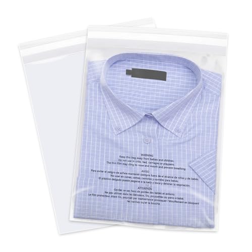 WEPOLY 8x10 Inch Clear Poly Bags (500 Count) with Safety Warning - Food Grade Sealable Packaging