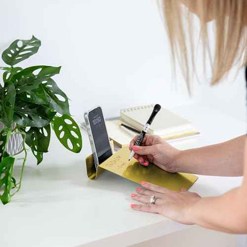 Three by Three Seattle 5.5 x 9 Inch to.do Dry Erase Board with Marker for Memos, Lists, and More in Office, Home, Classroom, and Event Spaces (2 Pack, Golden)