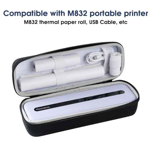 Phomemo Carrying Case, Compatible with TATTMUSE A285M/M832/M834/M835/M832D Portable Printers - Wireless Mobile Travel Storage for Printer, Paper & USB Cable - Box Only