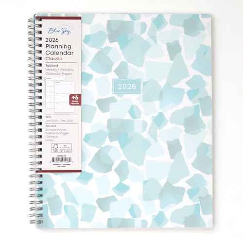 Blue Sky 2026 Weekly and Monthly Planner Calendar, January 2026 - December 2026, 8.5" x 11", Flexible Frosted Cover, Laminated Tabs, Durable Twin Wire Binding, Storage Pocket, Amitza