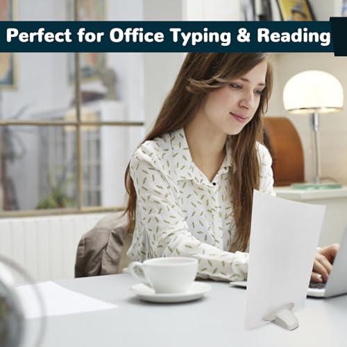 White Paper Holder for Typing Desk Stand with Clip & Weighted Base - 1 Pack