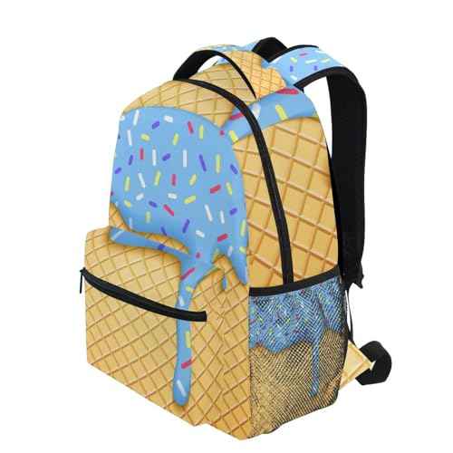 Ice Cream Surface School Backpack Bookbags, Athletic Student Laptop Book Bag,Backpack with Side Pockets for Travel, Hiking, Camping