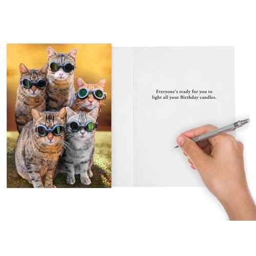 Funny Cat Birthday Card for Women, Men, Family, Friends - Hilarious card for a bright candle birthday celebration!