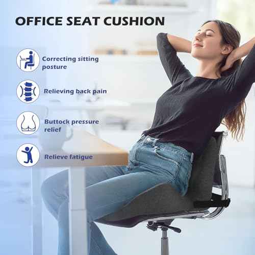Extra Thick & Large Office Chair Cushion,3.75 lbs Back and Seat Cushion for Tailbone Pain Relief,Raised Seat Cushion Edge and Thickened Lumbar Support,Suitable for Office and Home Seat