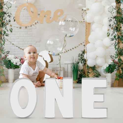 One Charcuterie Board Letters, 3 Pack, 10 Inch Fillable Cardboard Letters for Charcuterie, White Paper Mache Letter Tray for 1th Aniversary, Birthday Party Decoration