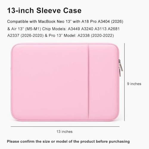 MasiBloom Bright Pink 13-inch Laptop Sleeve for MacBook Air/Pro with 2 Pockets