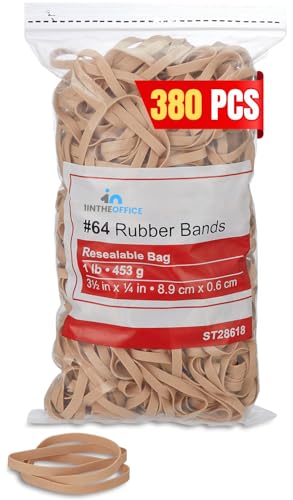 Heavy-Duty Beige Thick Rubber Bands Size 64 – 380 Pack | 1InTheOffice