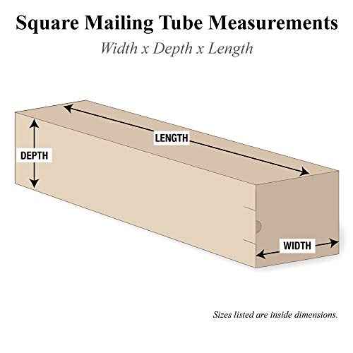 Partners Brand PM3325K Square Mailing Tubes, 3" Width, 3" Height, 25" Length, Kraft (Pack of 25)