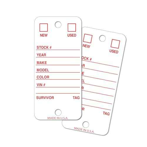 Poly Key Tag, Car Key Tag, 500 per Box, with Rings and Pens Tough (Survivor) (White)