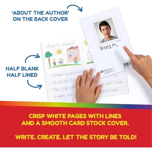 Hygloss 24 Pcs Blank Storybooks for Kids - Bulk Small Notebooks Journals White Soft Cover Notebooks - 5.5x8.5-24 Half-Lined Pages - Blank Books for Kids to Write Stories & Illustrate
